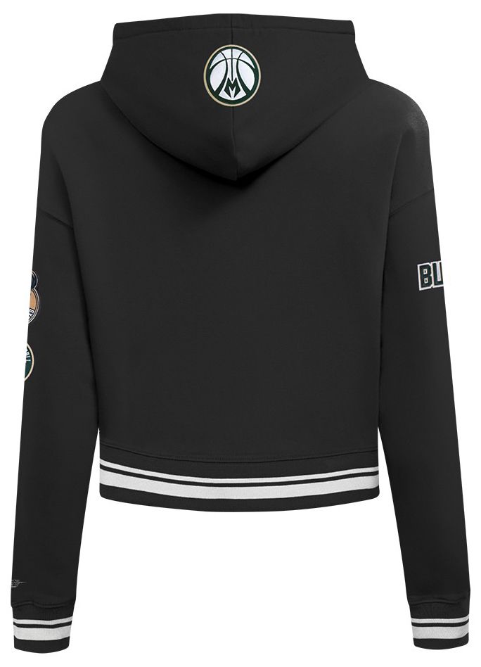 Pro Standard Women's Milwaukee Bucks Black Retro Classic Cropped Fleece Pullover Hoodie product image