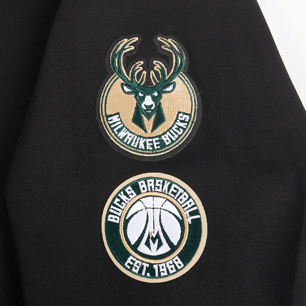 Pro Standard Women's Milwaukee Bucks Black Retro Classic Cropped Fleece Pullover Hoodie product image