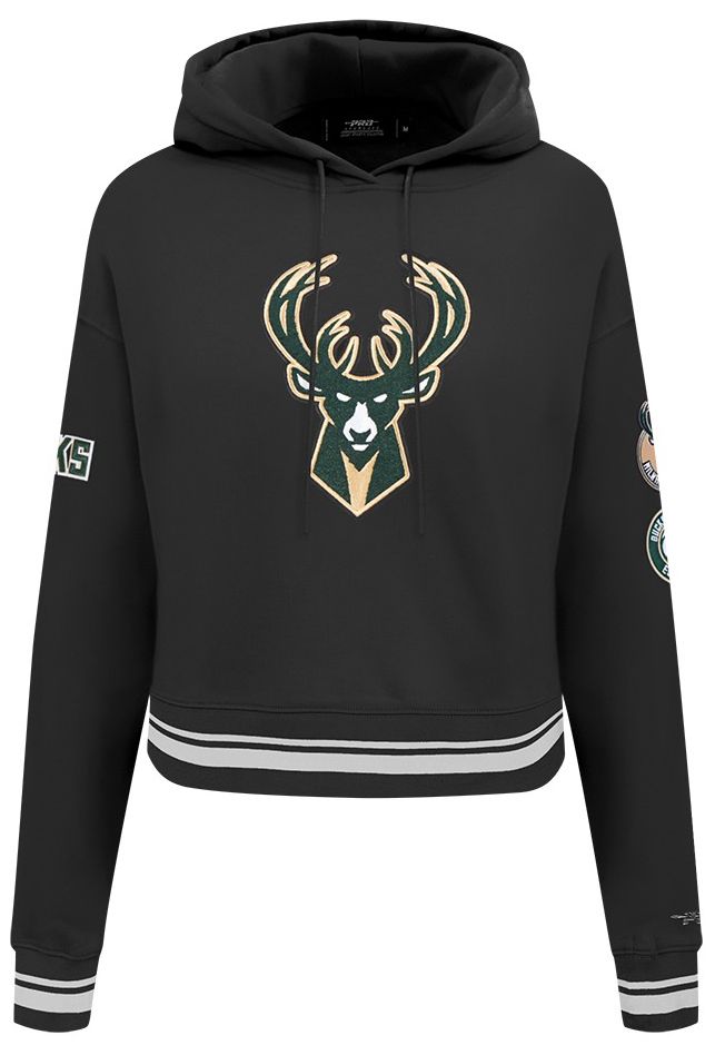 Pro Standard Women's Milwaukee Bucks Black Retro Classic Cropped Fleece Pullover Hoodie product image