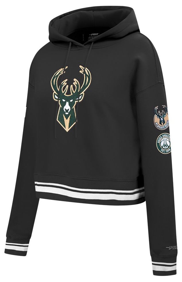 Pro Standard Women's Milwaukee Bucks Black Retro Classic Cropped Fleece Pullover Hoodie product image