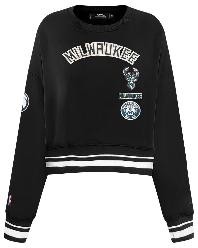 Pro Standard Women's Milwaukee Bucks Black Retro Classic Fleece Crewneck Sweatshirt product image
