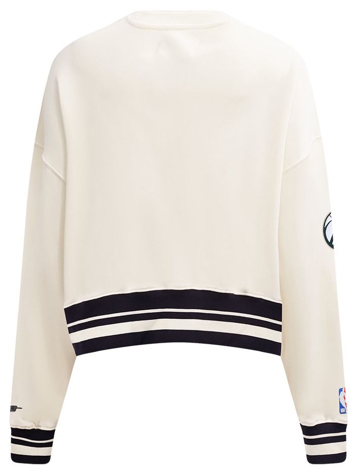 Pro Standard Women's Milwaukee Bucks Off White Retro Classic Fleece Crewneck Sweatshirt product image