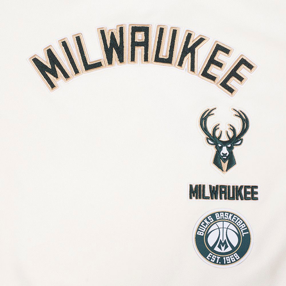 Pro Standard Women's Milwaukee Bucks Off White Retro Classic Fleece Crewneck Sweatshirt product image