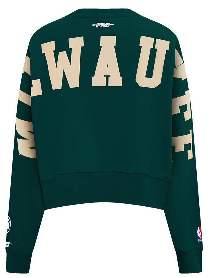 Pro Standard Women's Milwaukee Bucks Green Wingspan Fleece Crewneck Sweatshirt product image