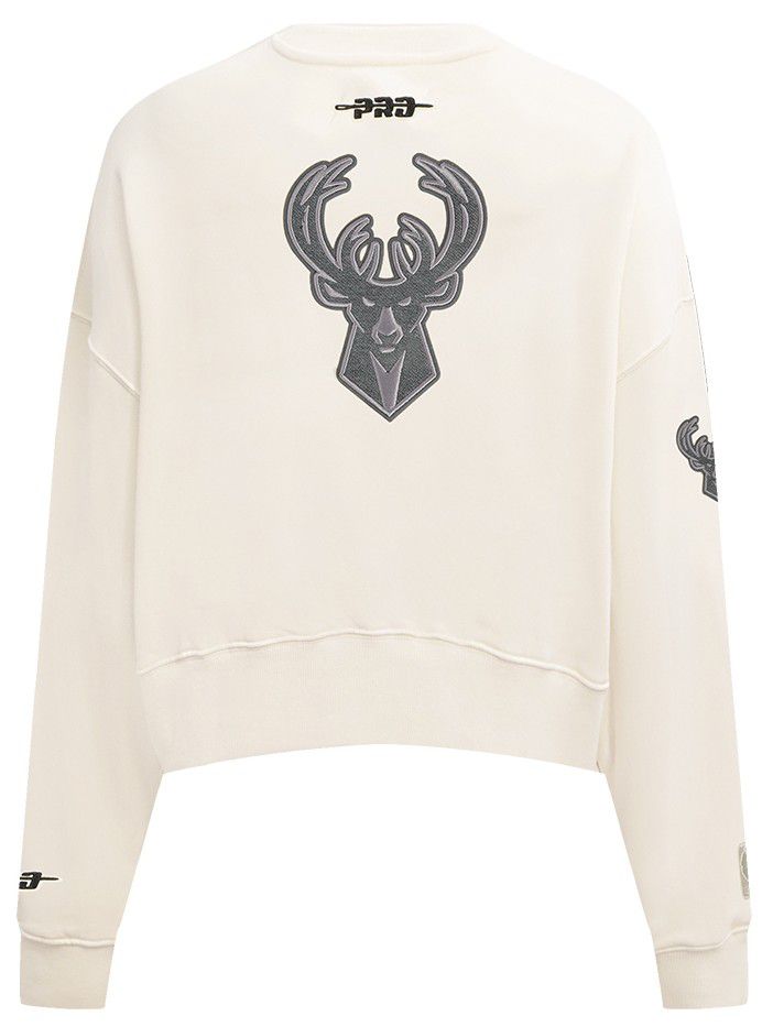 Pro Standard Women's Milwaukee Bucks Off White Reverse French Terry Crewneck Sweatshirt product image