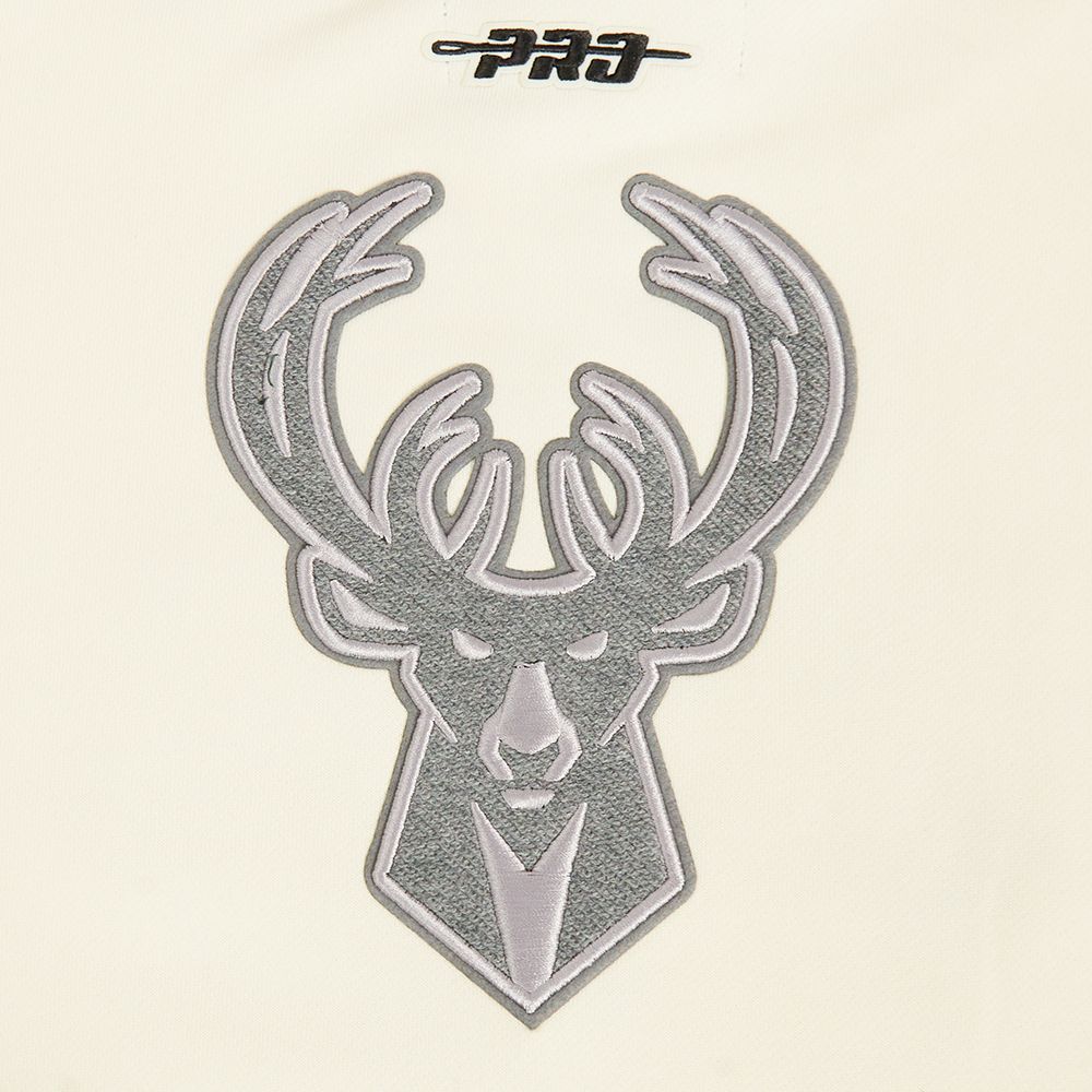 Pro Standard Women's Milwaukee Bucks Off White Reverse French Terry Crewneck Sweatshirt product image