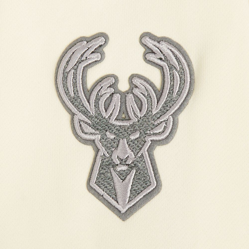 Pro Standard Women's Milwaukee Bucks Off White Reverse French Terry Crewneck Sweatshirt product image