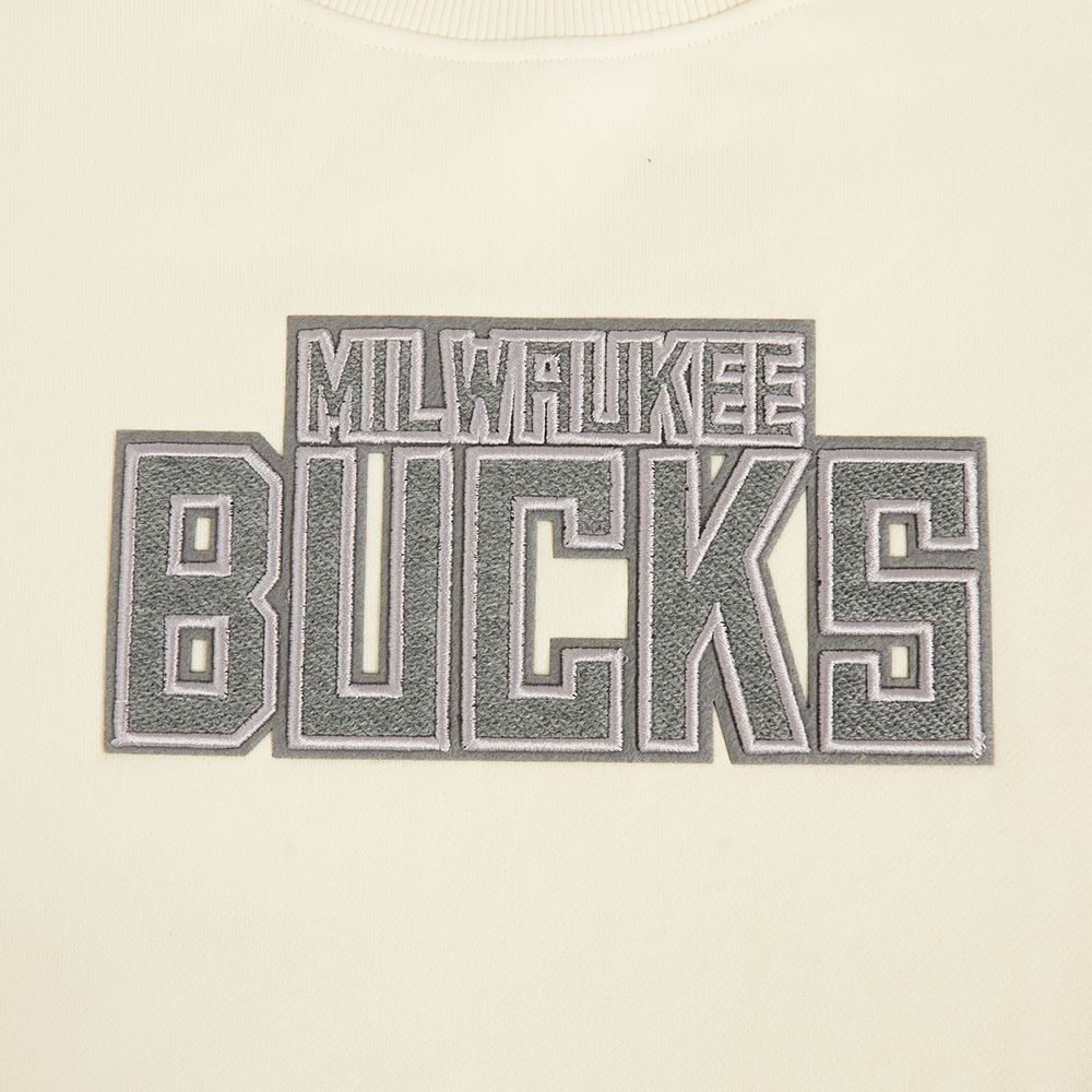 Pro Standard Women's Milwaukee Bucks Off White Reverse French Terry Crewneck Sweatshirt product image