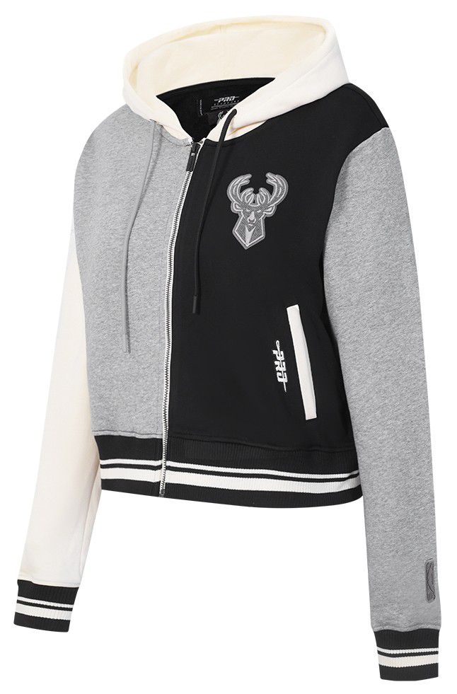 Pro Standard Women's Milwaukee Bucks Black Reverse French Terry Pullover Hoodie product image