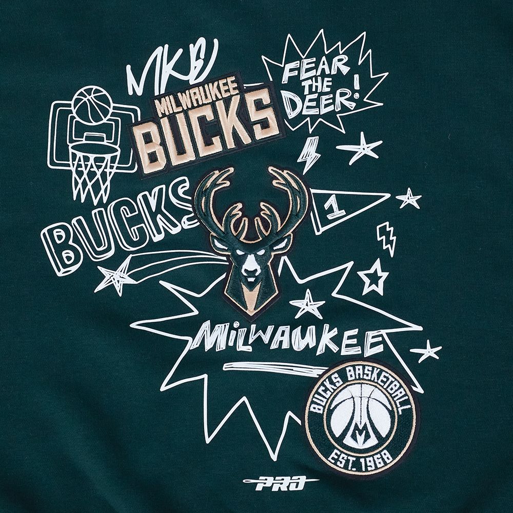 Pro Standard Women's Milwaukee Bucks Green Sketchbook Crewneck Sweatshirt product image