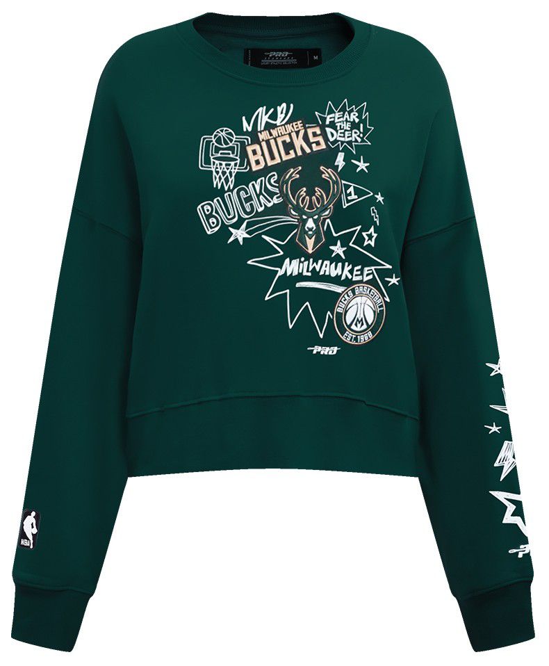 Pro Standard Women's Milwaukee Bucks Green Sketchbook Crewneck Sweatshirt product image