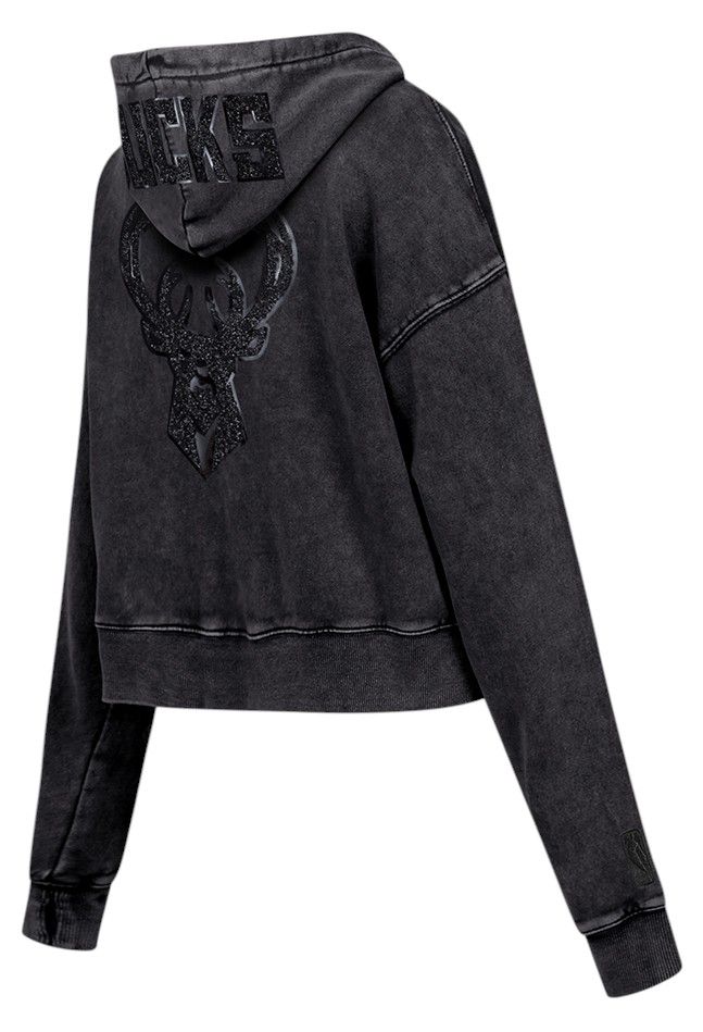 Pro Standard Women's Milwaukee Bucks Black Crystalline Cropped Pullover Hoodie product image