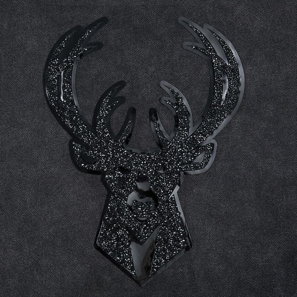 Pro Standard Women's Milwaukee Bucks Black Crystalline Cropped Pullover Hoodie product image