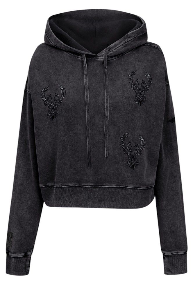 Pro Standard Women's Milwaukee Bucks Black Crystalline Cropped Pullover Hoodie product image