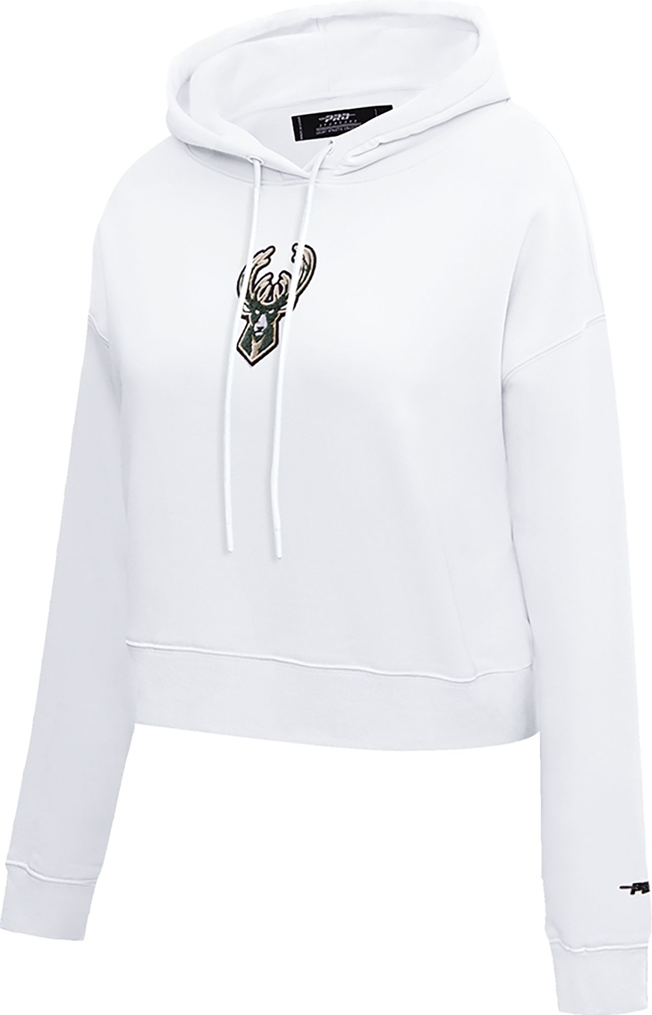 Pro Standard Women's Milwaukee Bucks White Cropped Fleece Pullover Hoodie product image