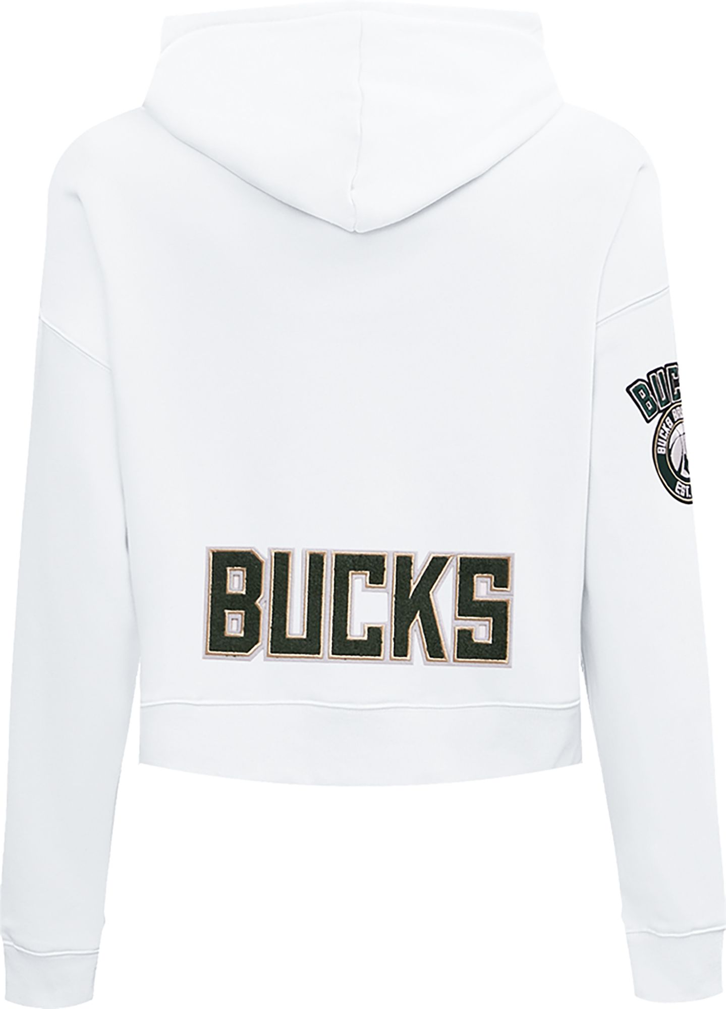 Pro Standard Women's Milwaukee Bucks White Cropped Fleece Pullover Hoodie product image