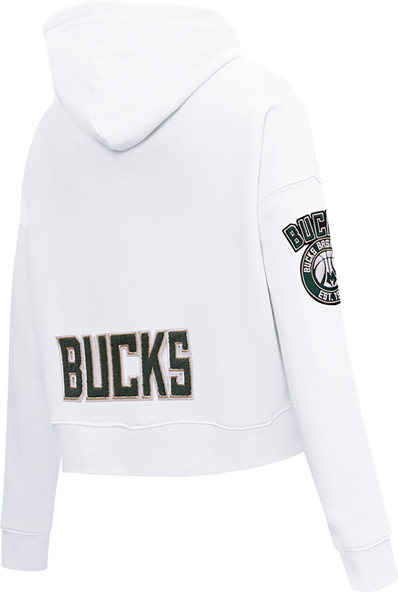 Pro Standard Women's Milwaukee Bucks White Cropped Fleece Pullover Hoodie product image