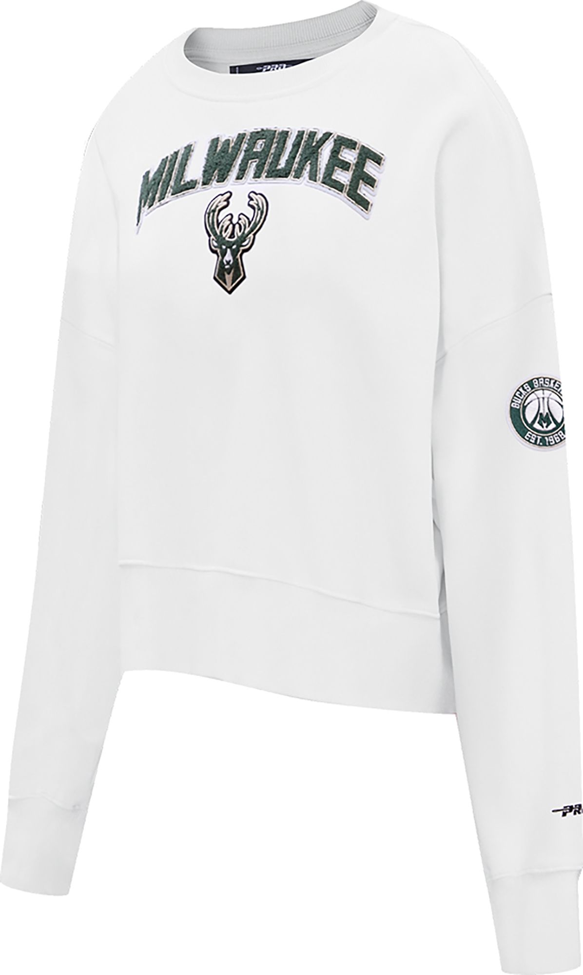 Pro Standard Women's Milwaukee Bucks White Fleece Crewneck Sweater product image