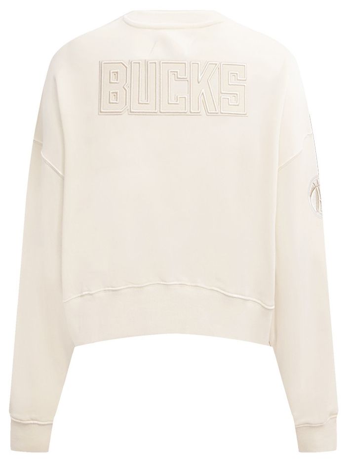 Pro Standard Women's Milwaukee Bucks Off White Neutral Fleece Crewneck Sweatshirt product image