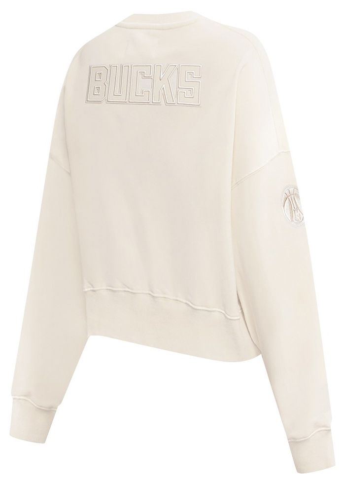 Pro Standard Women's Milwaukee Bucks Off White Neutral Fleece Crewneck Sweatshirt product image