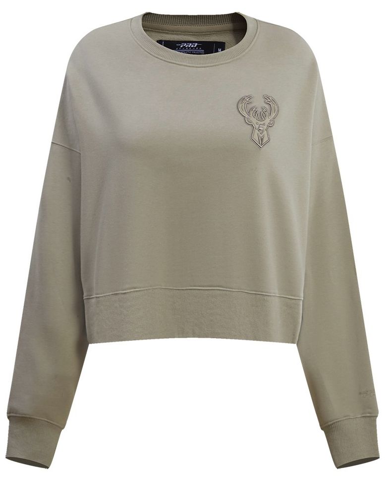 Pro Standard Women's Milwaukee Bucks Taupe Neutral Fleece Crewneck Sweatshirt product image