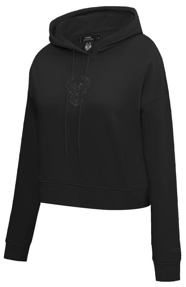 Pro Standard Women's Milwaukee Bucks Black Neutral Cropped Fleece Pullover Hoodie product image