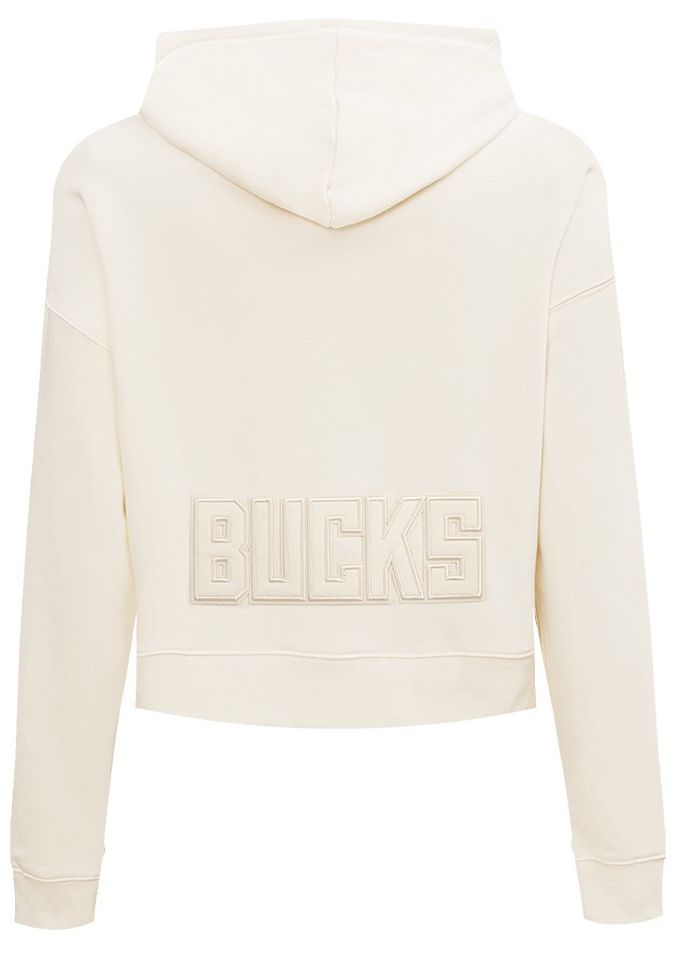 Pro Standard Women's Milwaukee Bucks Off White Neutral Cropped Fleece Pullover Hoodie product image