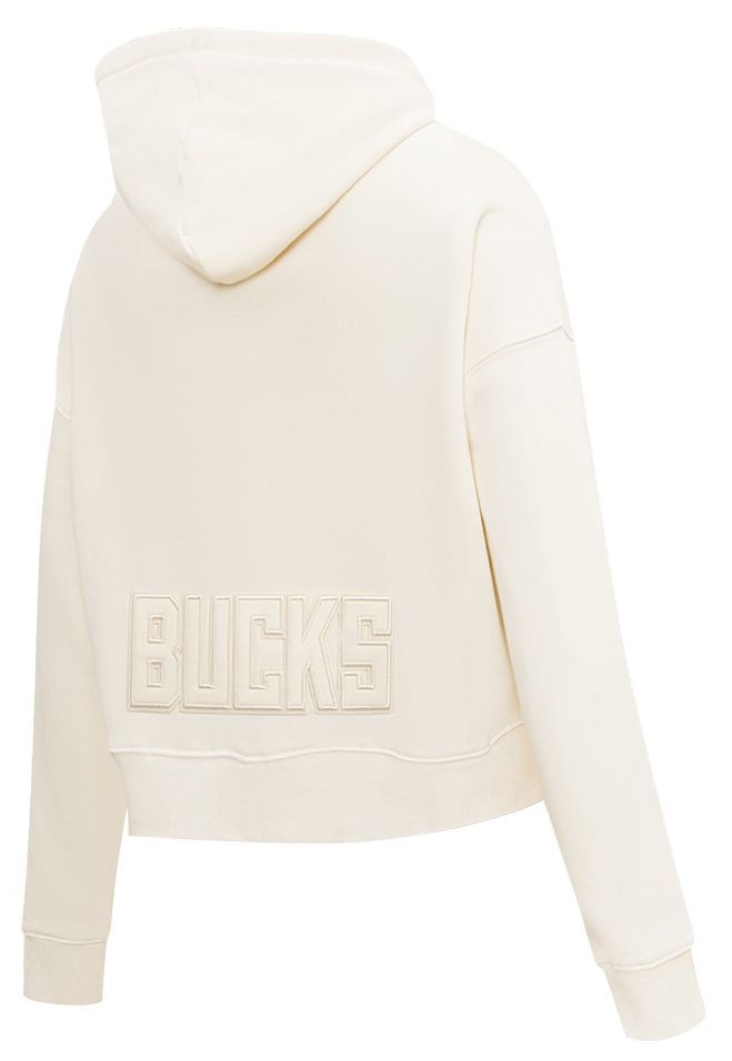 Pro Standard Women's Milwaukee Bucks Off White Neutral Cropped Fleece Pullover Hoodie product image