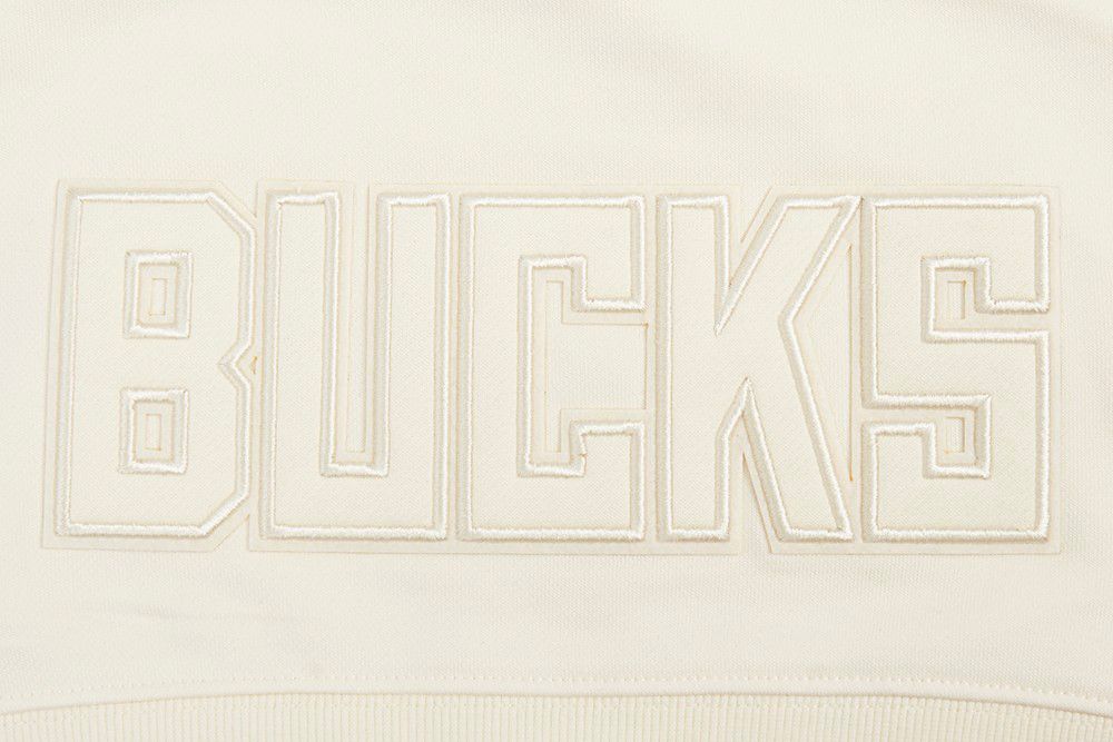 Pro Standard Women's Milwaukee Bucks Off White Neutral Cropped Fleece Pullover Hoodie product image