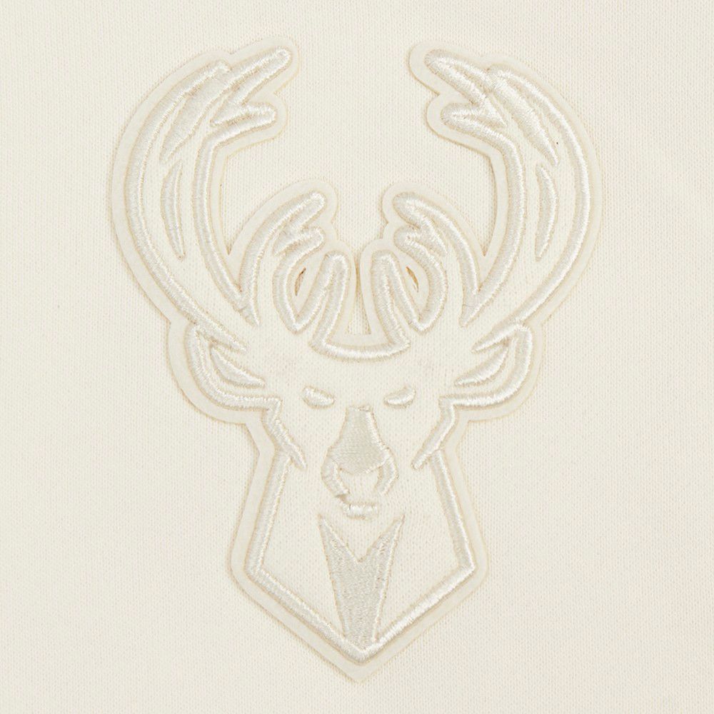 Pro Standard Women's Milwaukee Bucks Off White Neutral Cropped Fleece Pullover Hoodie product image