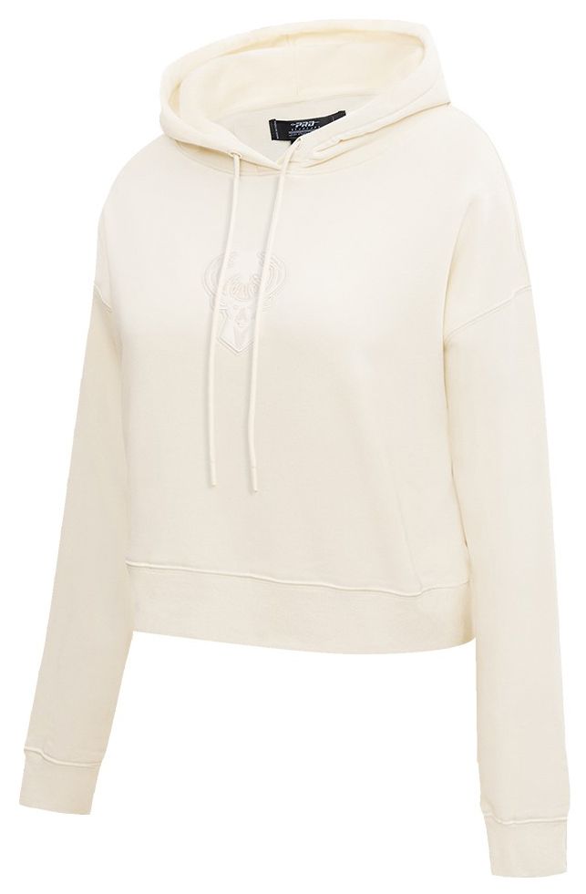 Pro Standard Women's Milwaukee Bucks Off White Neutral Cropped Fleece Pullover Hoodie product image
