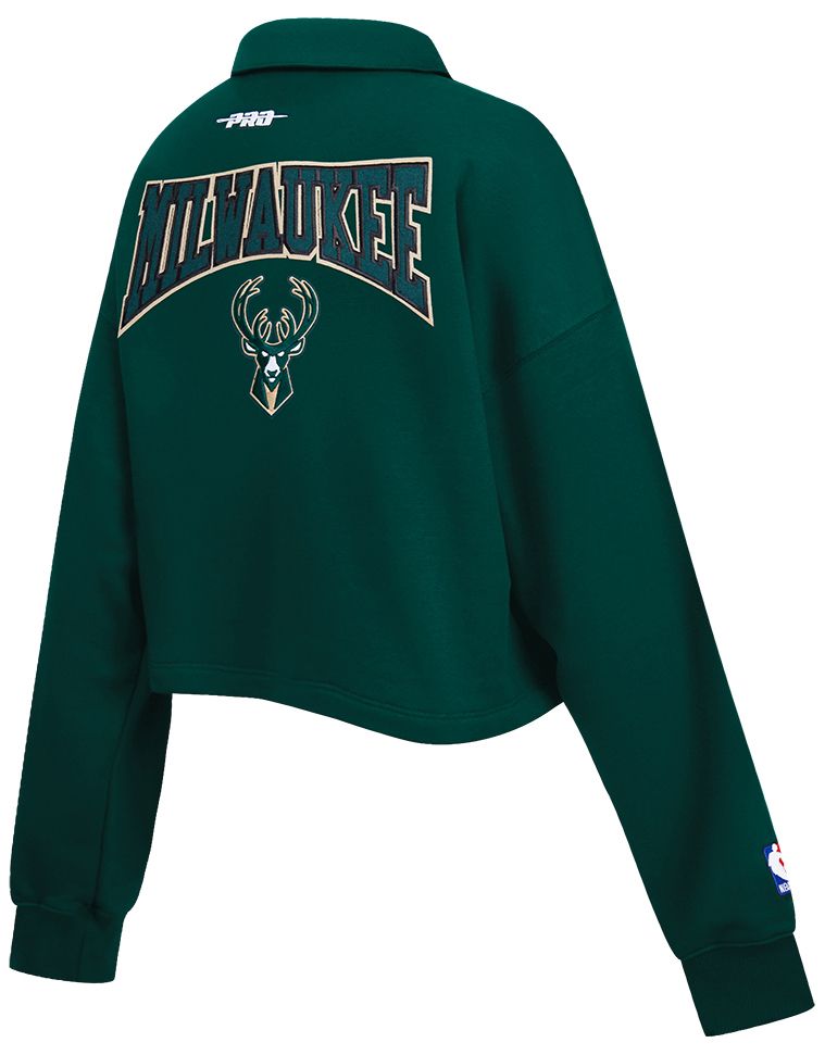 Pro Standard Women's Milwaukee Bucks Green Crest Emblem Long Sleeve Polo product image