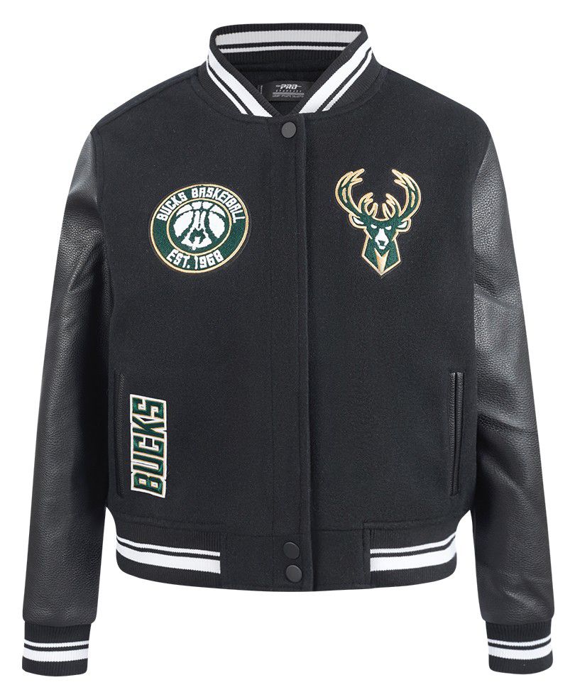 Pro Standard Women's Milwaukee Bucks Black Classic Varsity Jacket product image
