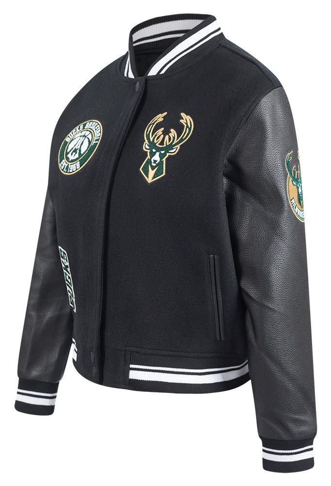 Pro Standard Women's Milwaukee Bucks Black Classic Varsity Jacket product image
