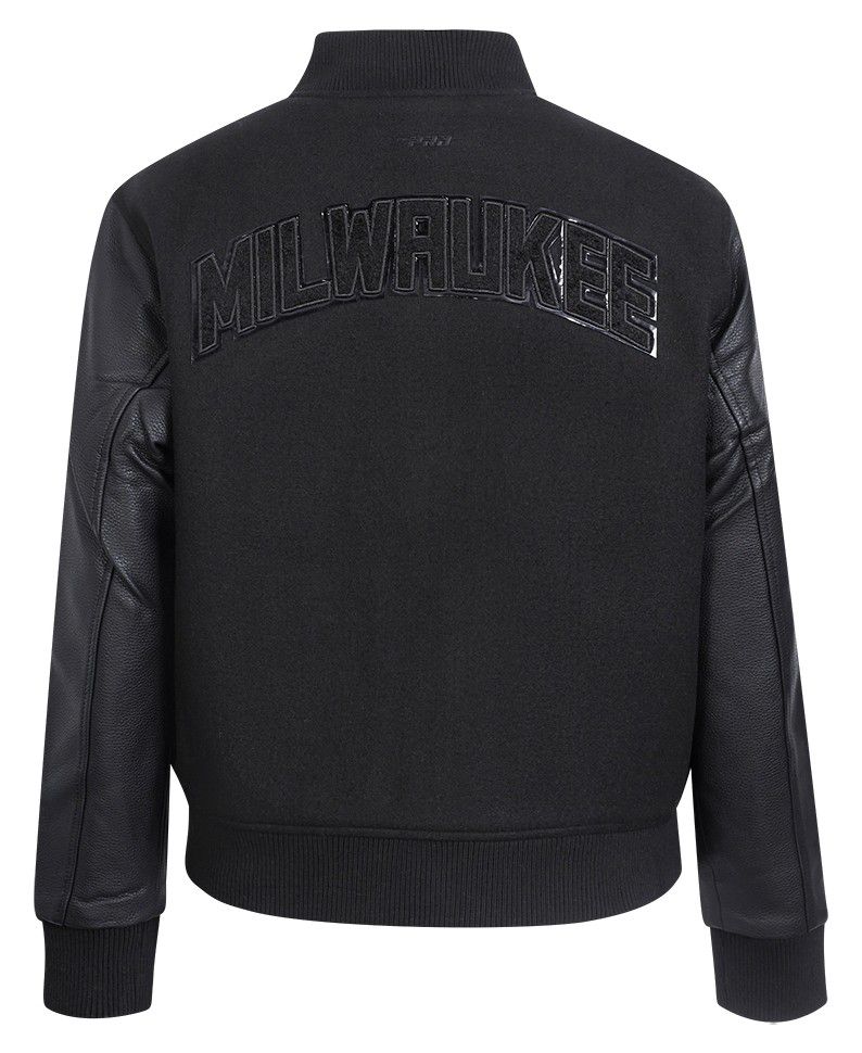 Pro Standard Women's Milwaukee Bucks Black Classic Wool Varsity Jacket product image
