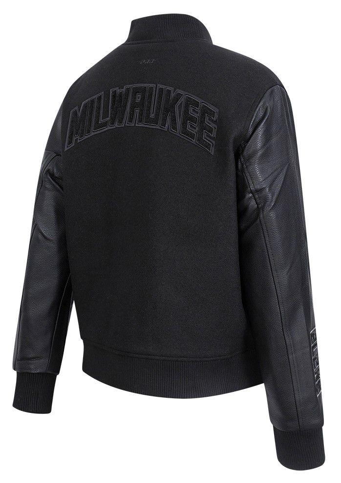 Pro Standard Women's Milwaukee Bucks Black Classic Wool Varsity Jacket product image