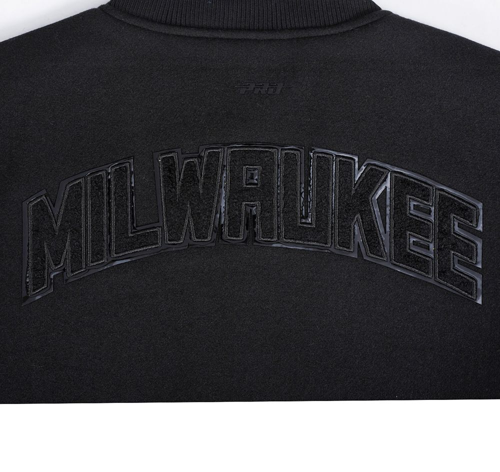 Pro Standard Women's Milwaukee Bucks Black Classic Wool Varsity Jacket product image
