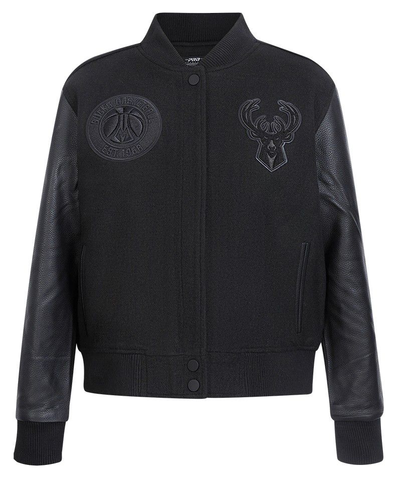 Pro Standard Women's Milwaukee Bucks Black Classic Wool Varsity Jacket product image