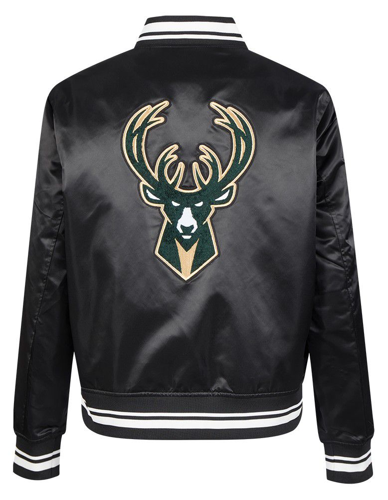 Pro Standard Women's Milwaukee Bucks Black Retro Classic Rib Satin Jacket product image