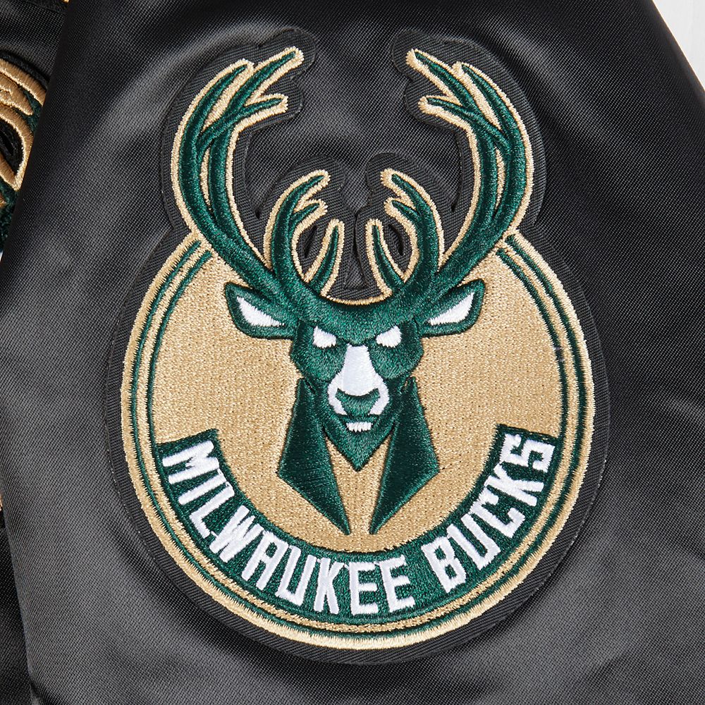 Pro Standard Women's Milwaukee Bucks Black Retro Classic Rib Satin Jacket product image