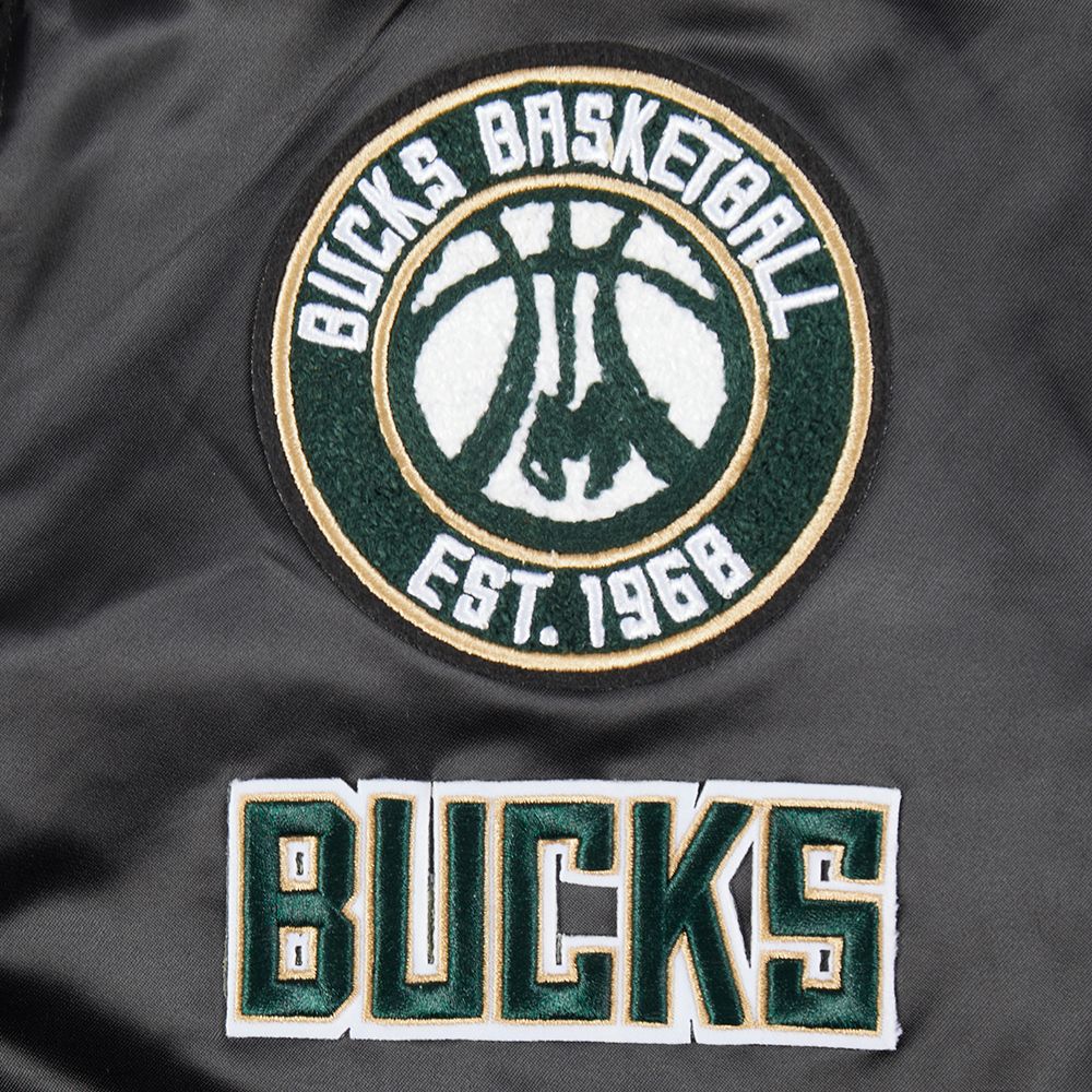 Pro Standard Women's Milwaukee Bucks Black Retro Classic Rib Satin Jacket product image