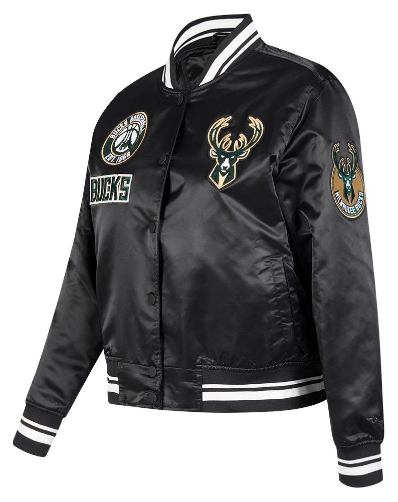 Pro Standard Women's Milwaukee Bucks Black Retro Classic Rib Satin Jacket product image