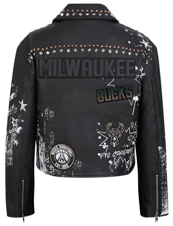 Pro Standard Women's Milwaukee Bucks Black Sketchbook Leather Jacket product image