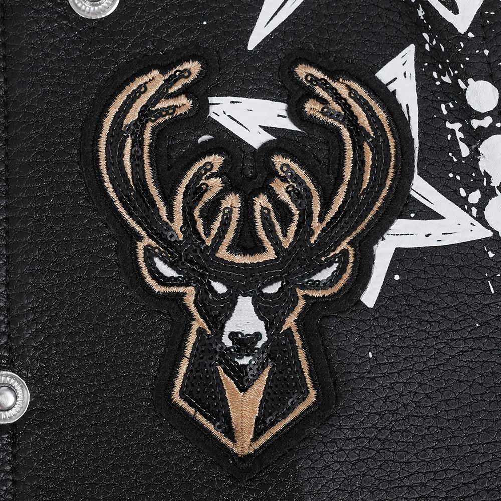Pro Standard Women's Milwaukee Bucks Black Sketchbook Leather Jacket product image