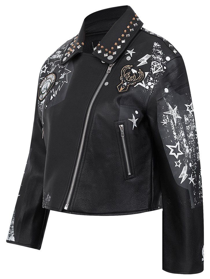 Pro Standard Women's Milwaukee Bucks Black Sketchbook Leather Jacket product image