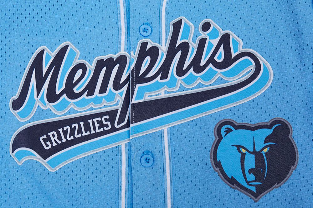 Pro Standard Men's Memphis Grizzlies Blue Script Tail Mesh Button Down Shirt product image