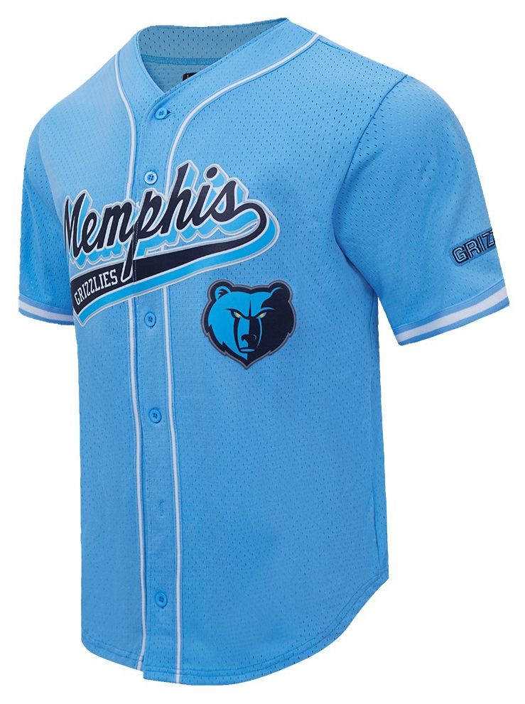 Pro Standard Men's Memphis Grizzlies Blue Script Tail Mesh Button Down Shirt product image