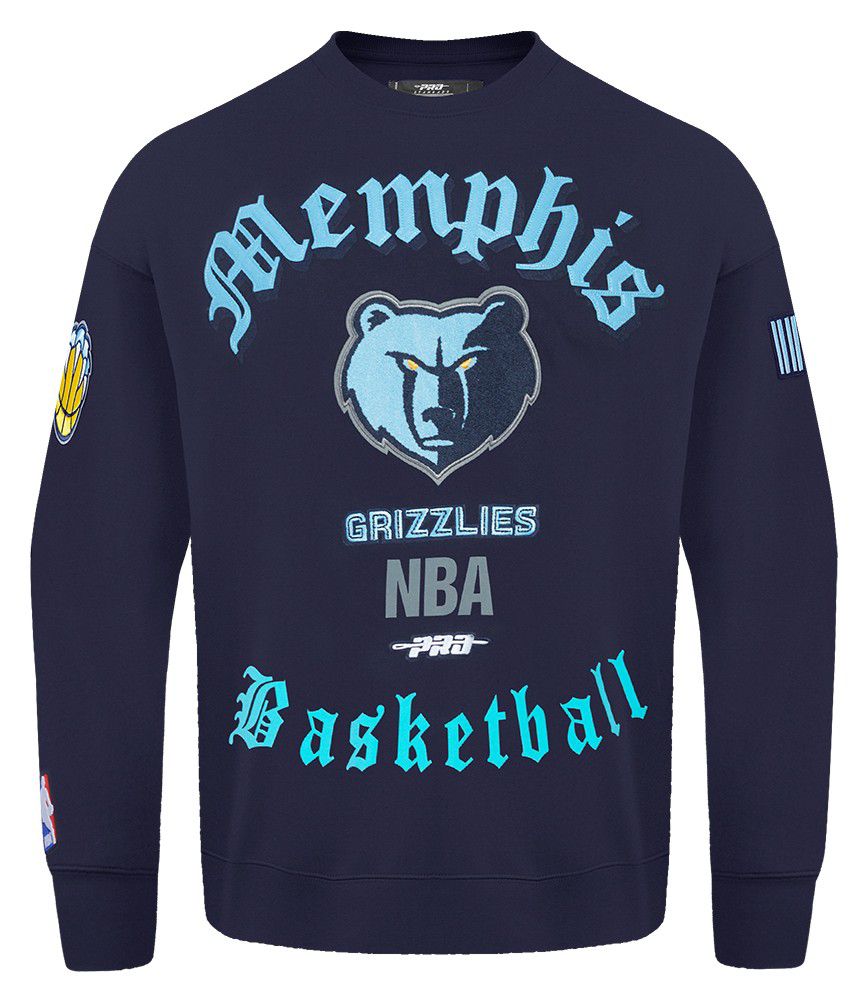 Pro Standard Men's Memphis Grizzlies Navy Old English Fleece Crewneck Sweatshirt product image