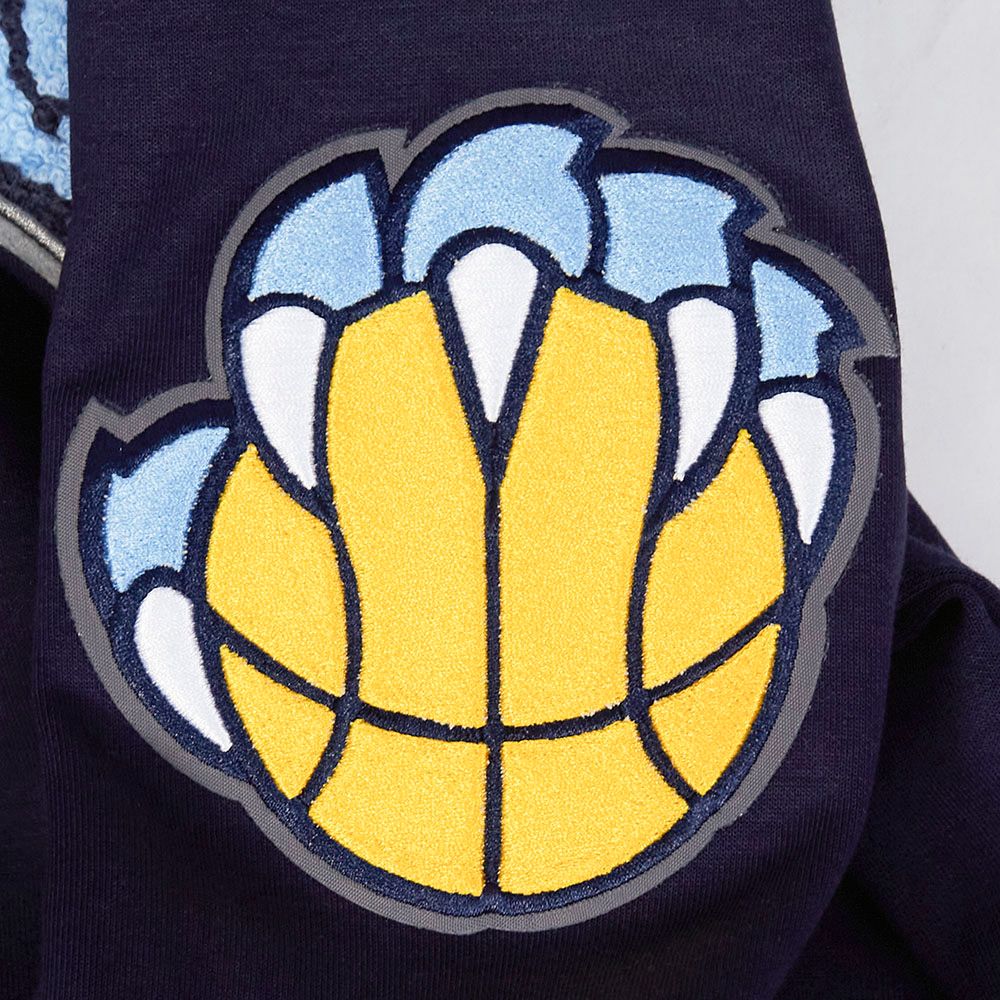 Pro Standard Men's Memphis Grizzlies Navy Classic Chenille Full Zip Hoodie product image