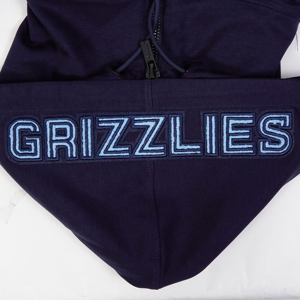 Pro Standard Men's Memphis Grizzlies Navy Classic Chenille Full Zip Hoodie product image
